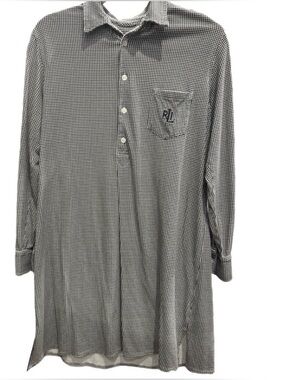 ❤️ Lauren Ralph Lauren Women’s Black & White Gingham Long Sleeve Shirt Dress M